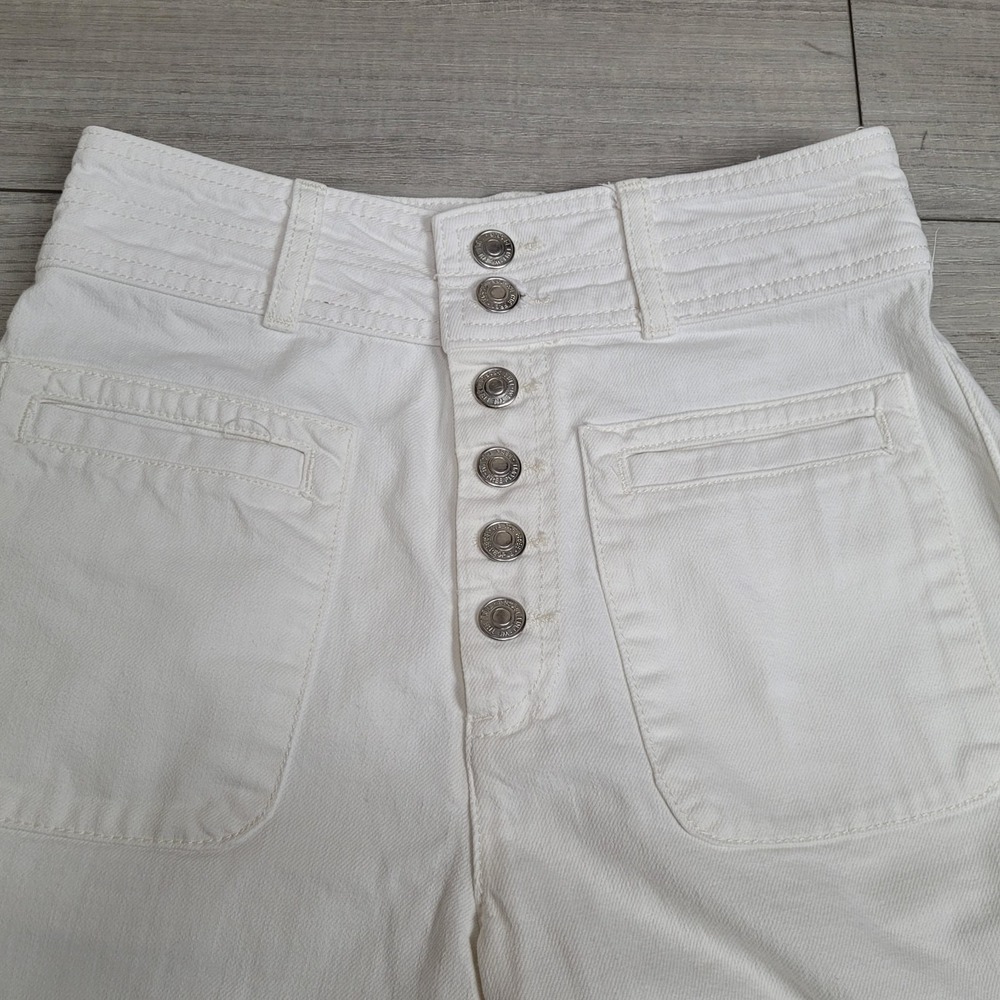 We The Free Colette Jeans Women Size 25 High Rise Button Fly Wide Leg Crop Boho - Picture 12 of 16